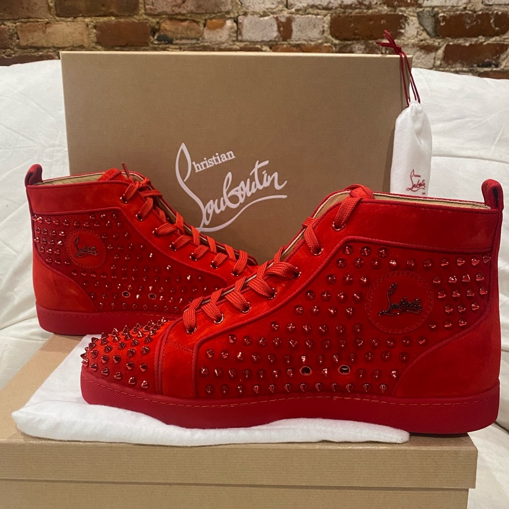 NEW Christian Louboutin Louis Flat Spike Red Sneaker46